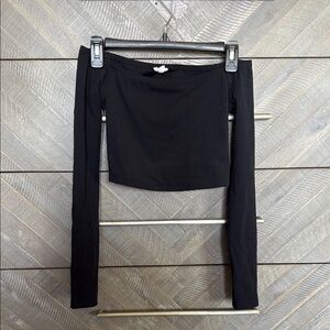 Black Off-Shoulder Long Sleeve Top